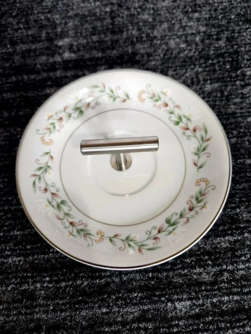 Vintage Brentwood China Ring Dish Cottonwood Floral Saucer Trinket Tray T Bar